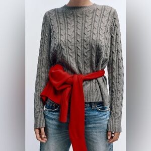 ZARA WOOL BLEND CABLE KNIT SWEATER